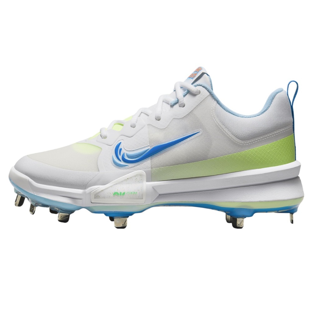 Nike Force Trout 9 Pro baseball cleats 'White Volt Aquarius Blue FQ7941-100 NWOB - Picture 4 of 12